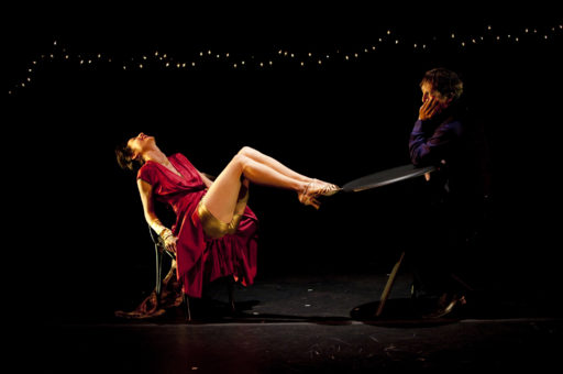 Two dancers perform Valeria Solomonoff's choreography.