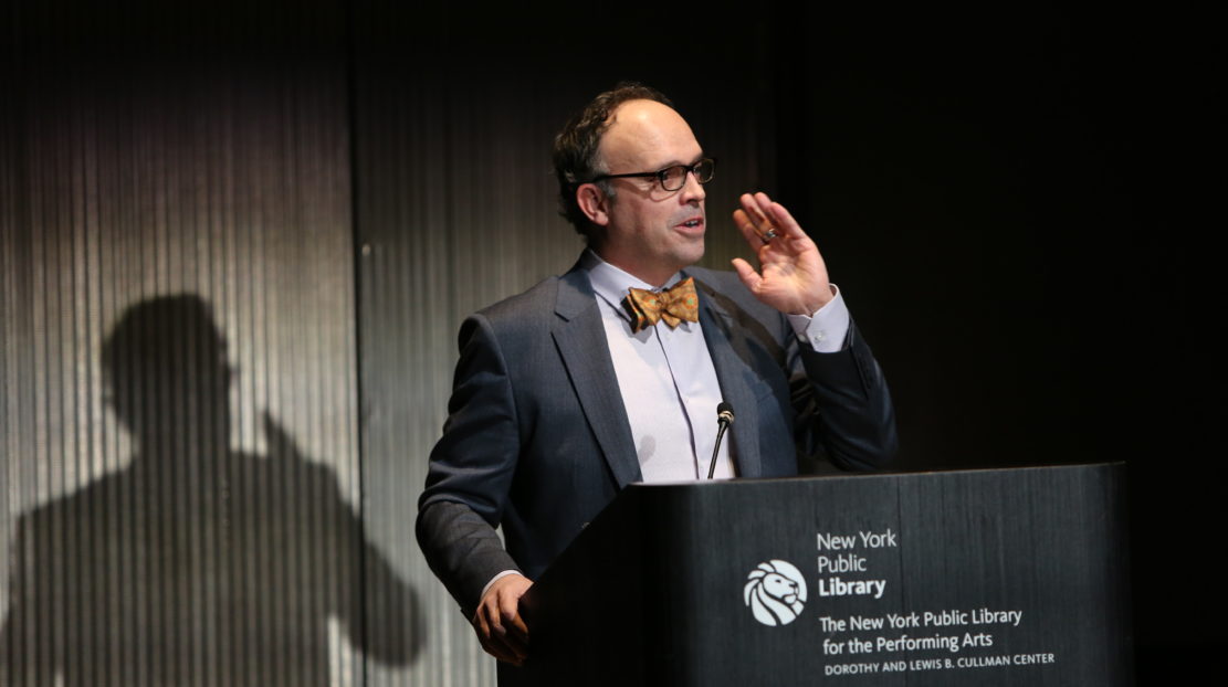 Peter Kayafas, Director and President of Eakins Press Foundation, providing introductory remarks at Ashton and Balanchine: Parallel Lives, CBA’s annual Lincoln Kirstein Lecture co-presented by The New York Public Library for the Performing Arts.