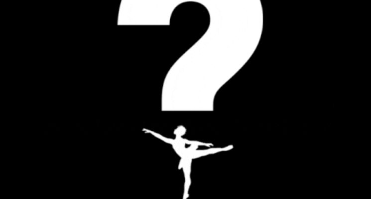 Graphic: A ballerina in Arabesque position, facing left. They act as the period in a question mark. under them reads: Whose Ballet? Diasporan Waves and Black Genealogies for Dance